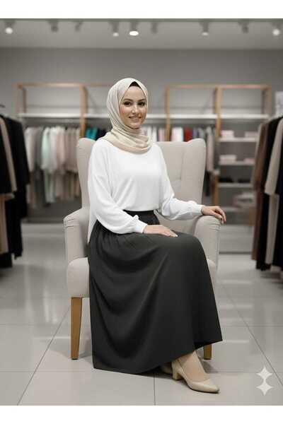 QUAWEAR Modal Fabric Skirt with Elastic Waist and Side Pockets