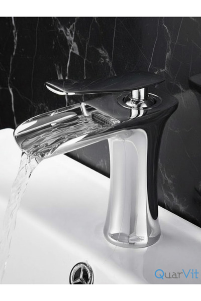 QuarVit Şelale Kısa Krom Lavabo Bataryası