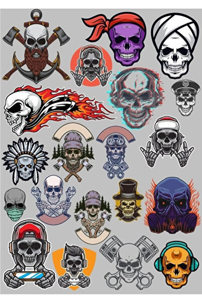 Reysa Tasarım مجموعة ملصقات جمجمة مكونة من 24 قطعة للهاتف والكمبيوتر اللوحي و...