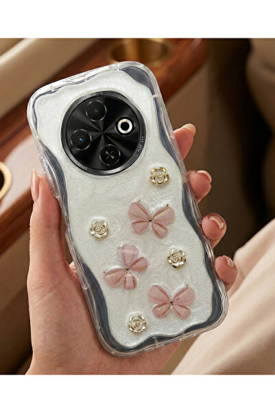 Rivor غطاء متوافق مع هاتف تكنو سبارك 30C مع حماية للكاميرا ونقش الفراشات والزهور