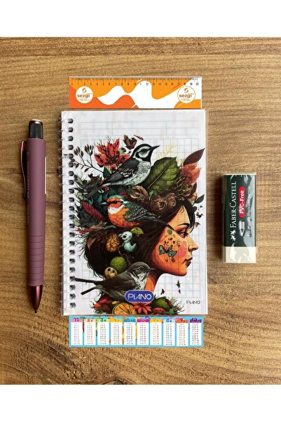 Faber Castell Faber Versatil Kalem Poly Matic 1333-0.7 Mm Bordeaux (Bordo rengi)+Not Defteri+Silgi