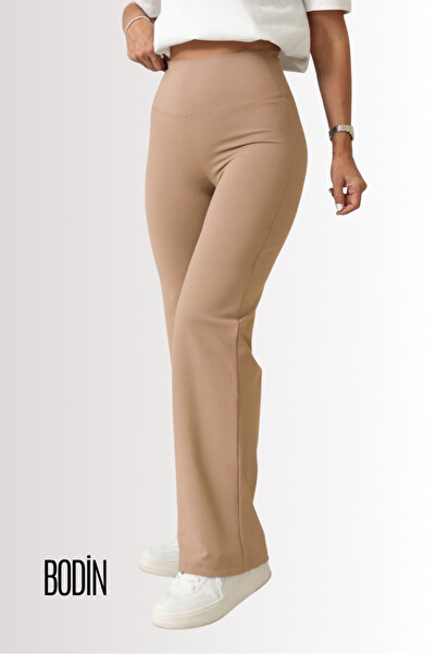bodin Mink Flared Diver Fabric High Waist Leggings Pants