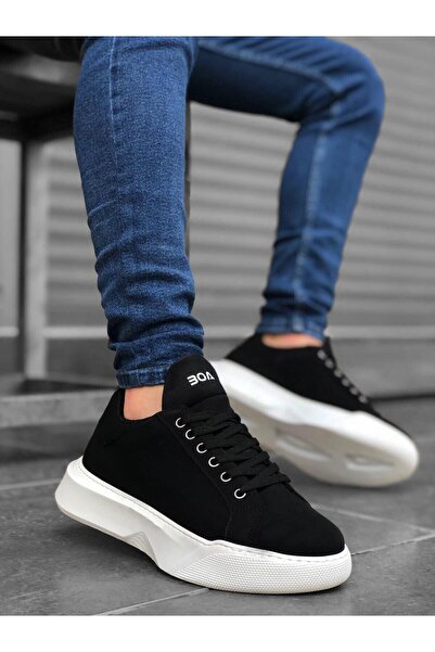 BOA Ba0161 Šněrovací pánská sportovní obuv s vysokou podrážkou černá bílá