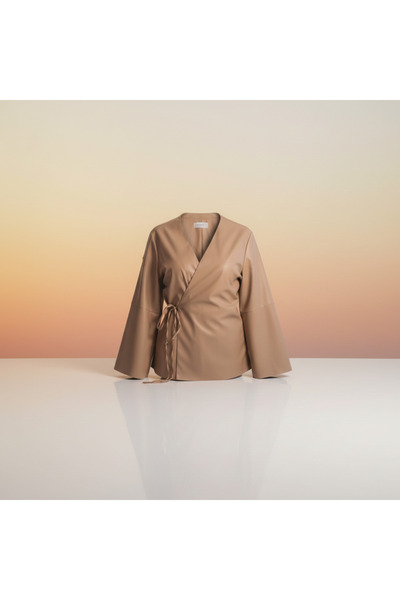 Maison MeDa Leather-Look Tie-Up Jacket– Modern & Stylish