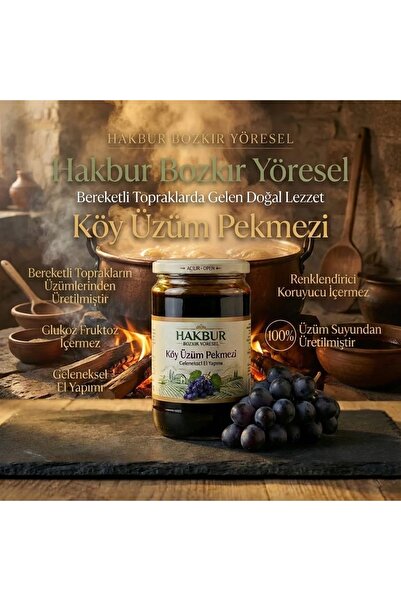 Bozkır yöresel Bozkır Tahin Merkezi Geleneksel Köy Üzüm Pekmezi 800 gr (Doğal...