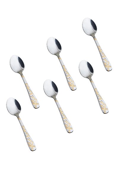 HIC 6-Piece Stainless Steel Tea Spoon Set Silver With Gold