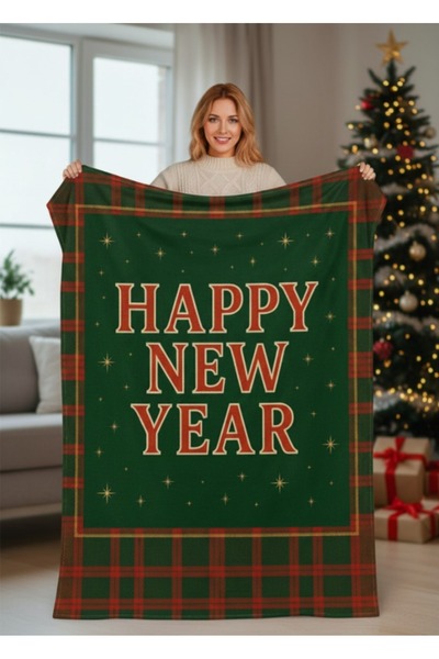 Piloji New Year's Concept Blanket Gift |   Happy New Year Polar Thin Blanket 150X200Cm