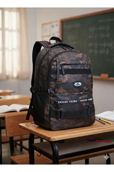 Relaxion 2052-Camouflage Top Quality Unisex Anatomical Back Supported Daily, Sports and School Backpack