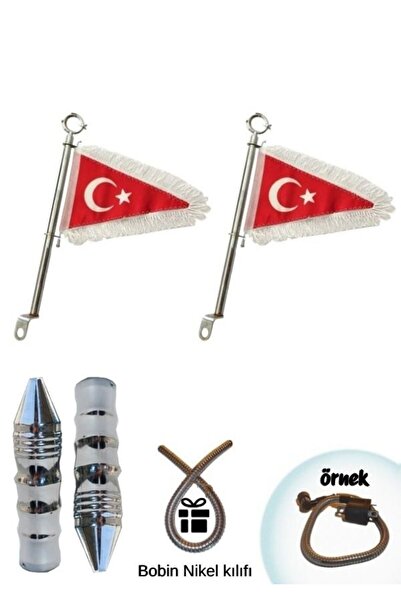 GMS Cg Cup modifiye Sivri nikel elcik+ 2 adet beyaz makam bayrağı flama seti(Hdiye tzmnya stcker)