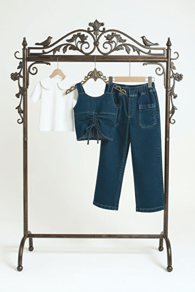 ELAFOR Set cămașă și bustieră din bumbac Lycra pentru fete - blugi cu picioare largi