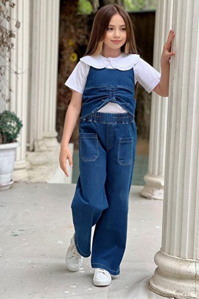 ELAFOR Set cămașă și bustieră din bumbac Lycra pentru fete - blugi cu picioare largi