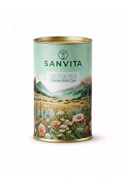 SANVITA Bitki Çayı – Detox Yeşil Çay, Mate ve Karahindiba | Meyve Aromalı 50 g