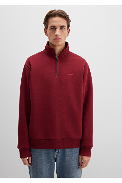 Mavi Φούτερ με ημι-φερμουάρ Logo με τύπωμα Claret Red 0S10585-85493