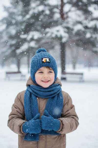 Aware Time Set 3 piese pentru băieți de 4-8 ani, cu eșarfă polară, mănuși și ...