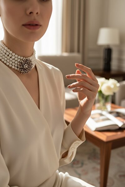 FAYRA ACCESSORIES Dandelion İnci Tasma Kolye