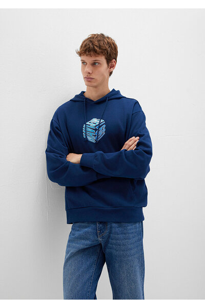 Mavi Світшот з капюшоном та принтом, синій 0S10397-89353