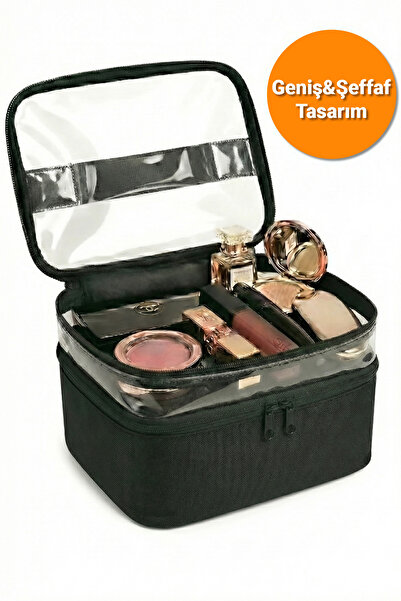 Ankaflex Women's Makeup Bag Two Large Compartments with Strap Foldable Care Travel Organizer Makeup Bag