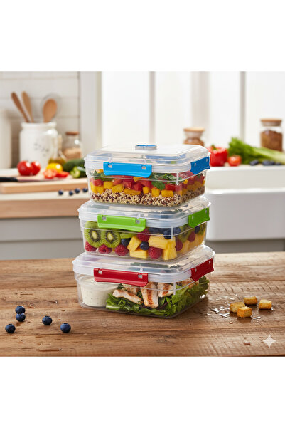 Generic مجموعة من 3 عبوات بلاستيكية لحفظ الطعام سعة 3.5 لتر للمطبخ من إسبانيا
