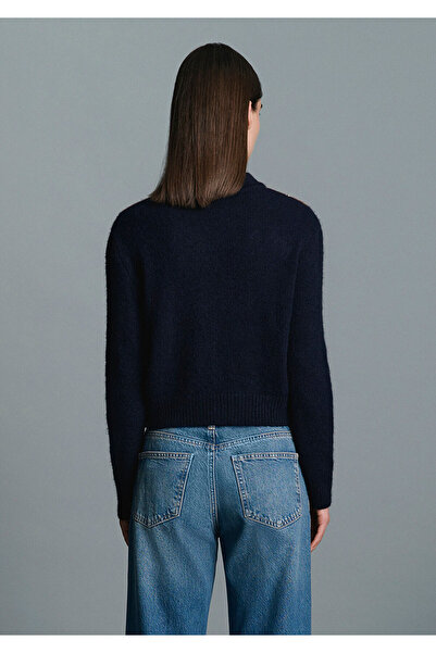 Mavi Wool Blend Diamond Pattern Navy Blue Cardigan Slim Fit / Slim Fit 1710825-84371