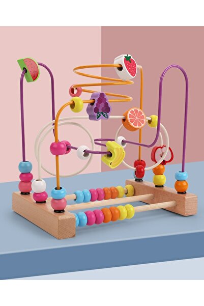 TEONA CONCEPT Spirala din lemn, tip Montessori, cu 3 piste cu piese colorate ...