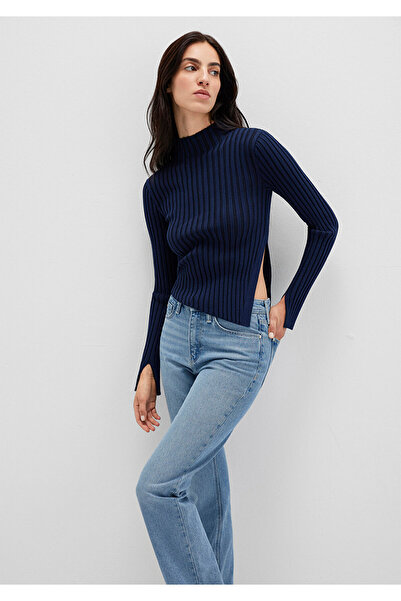 Mavi Navy Blue Sweater with Slit Detail Fitted / Bodycon Cut 1710789-70497