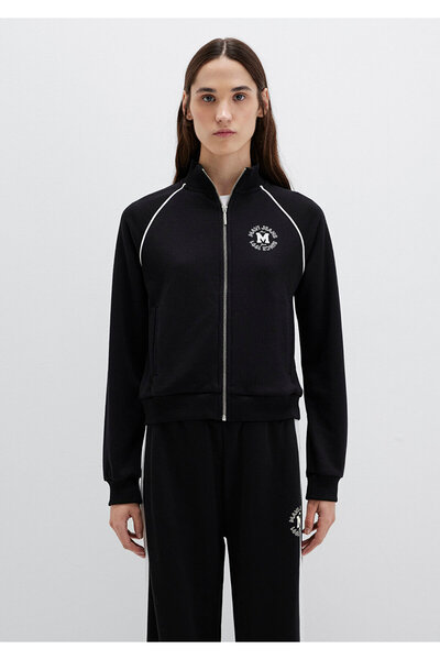 Mavi Black Sweatshirt with Piping Detail and Zipper 1S10365-900