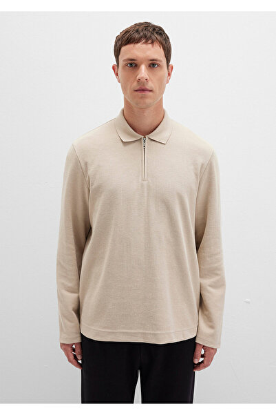 Mavi Half Zip Long Sleeve Beige T-Shirt Regular Fit / Regular Cut 0613045-70039