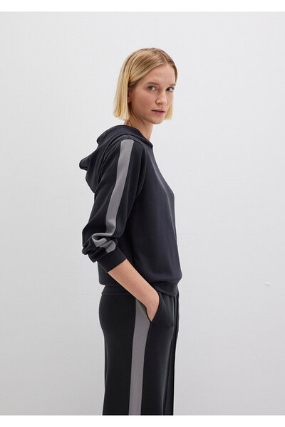 Mavi Striped Detail Hooded Tencel Tm Modal Black Sweatshirt 1S10443-900