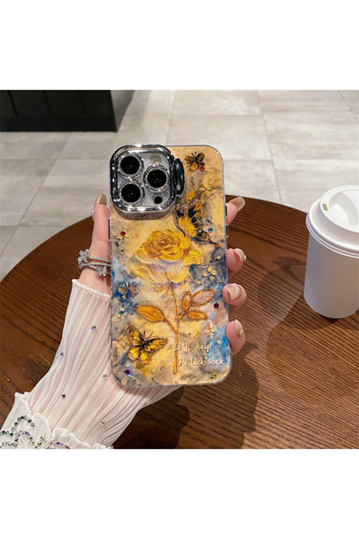 HYPERSOFT غطاء حماية فضي ثلاثي الأبعاد متوافق مع هاتف آيفون 13 (6.1 بوصة) مع واقي كاميرا