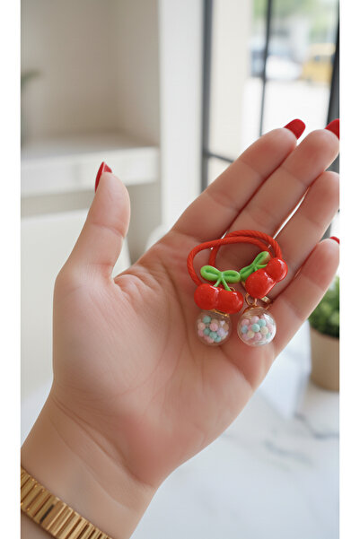 adn accessories & punch 2'li Kiraz Figürlü Mini Saç Tokası – Renkli Baloncukl...