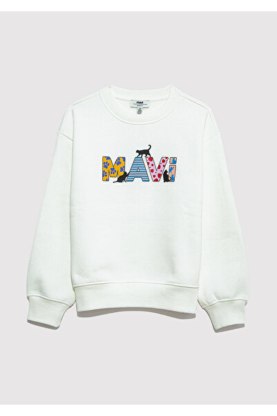 Mavi Logo Cat Printed Ecru Sweatshirt 7S10169-70057