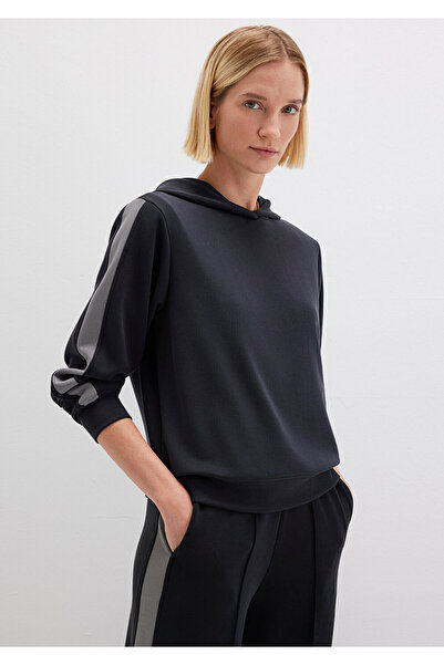 Mavi Striped Detail Hooded Tencel Tm Modal Black Sweatshirt 1S10443-900