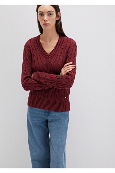 Mavi Silk Blend V-Neck Burgundy Sweater Slim Fit / Slim Fit 1710720-85493