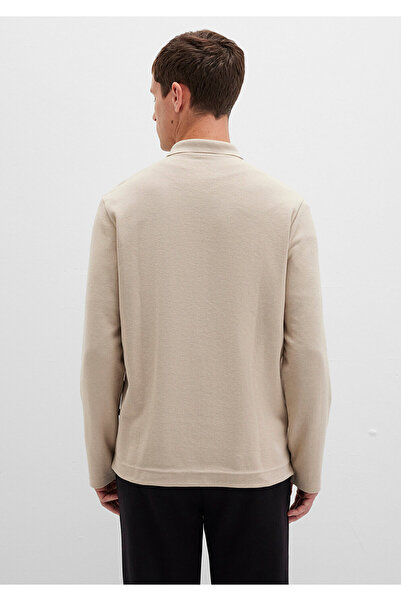 Mavi Half Zip Long Sleeve Beige T-Shirt Regular Fit / Regular Cut 0613045-70039