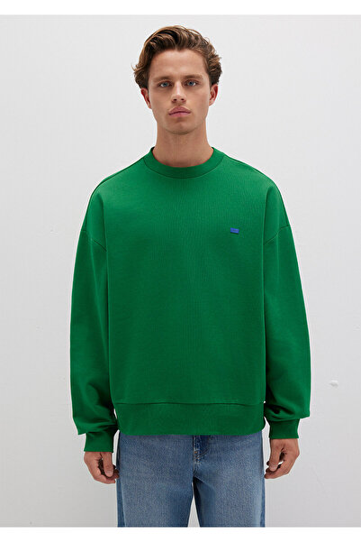 Mavi Φούτερ με λογότυπο σιλικόνης με πράσινη λαιμόκοψη 0S10415-85916