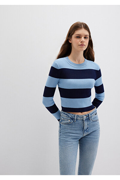 Mavi Pulover colorat în blocuri Crop / Cropped 1710724-90702