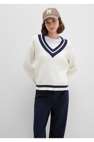 Mavi V-подібний комір, екрю, жіночий казак M1710705-70057