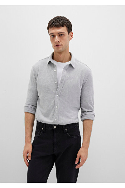 Mavi Graues Strickhemd Slim Fit / Eng geschnitten 0211513-80018