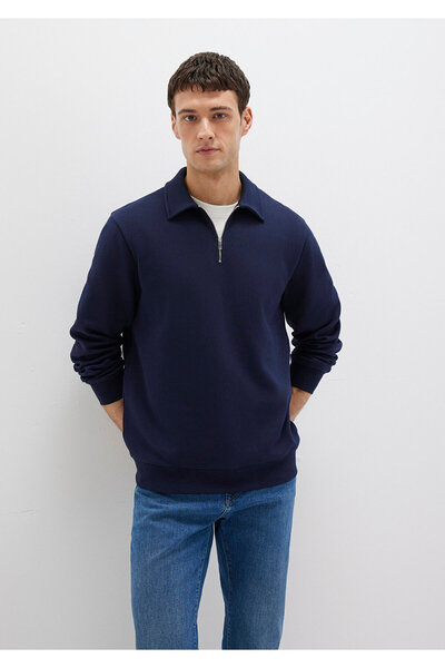 Mavi Φούτερ με λαιμόκοψη πόλο με ημιφερμουάρ σε μπλε ναυτικό χρώμα 0S10414-86415