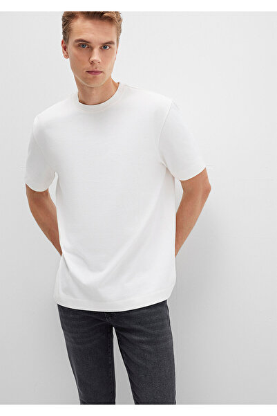 Mavi Crew Neck Ecru Basic T-Shirt Loose Fit / Loose Casual Cut 0612864-70057