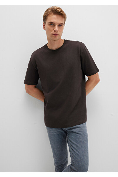 Mavi Braunes Basic-T-Shirt mit Rundhalsausschnitt, lockere Passform / bequemer Schnitt 0611596-70219