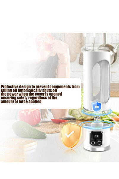 Generic Leon Home Portable USB Rechargeable Personal Blender & Juicer (450ml, 12 Blades, 3 Speeds)