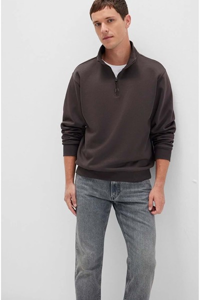 Mavi 0S10278 Basic Half Zipper Sweatshirt Brown