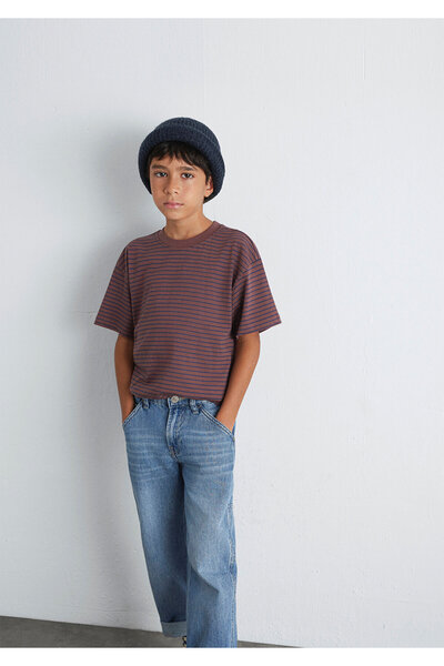 Mavi Καφέ ριγέ μπλουζάκι Loose Fit / Loose Relaxed Fit 6610390-90787