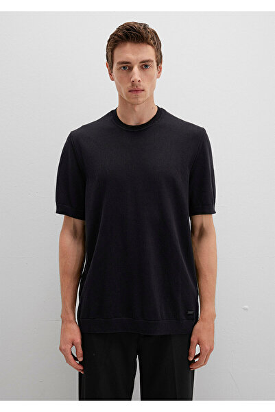 Mavi Κοντομάνικο μαύρο πλεκτό μπλουζάκι κανονική εφαρμογή / κανονική κοπή 0710312-900