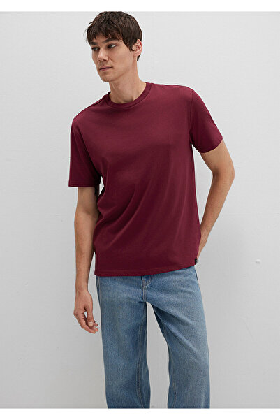 Mavi Burgunderrotes Basic-T-Shirt mit Etikettendetail, lockere Passform / bequemer Schnitt 0611824-70394