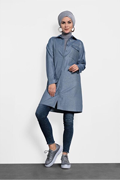 Alvina Shirt Collar Buttoned Tunic - 40211