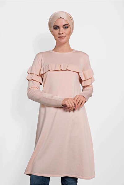 Alvina 40003 Model Ruffle Detailed Knitwear Tunic