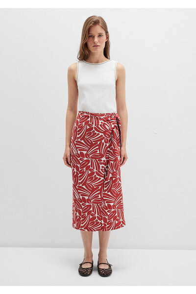 Mavi Printed Red Skirt with Tie Detail 1310765-91314