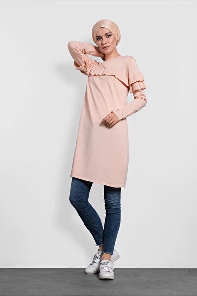 Alvina 40003 Model Ruffle Detailed Knitwear Tunic